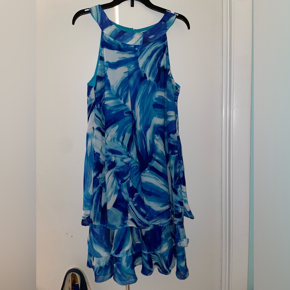Studio One High Low Dress in Blue and White